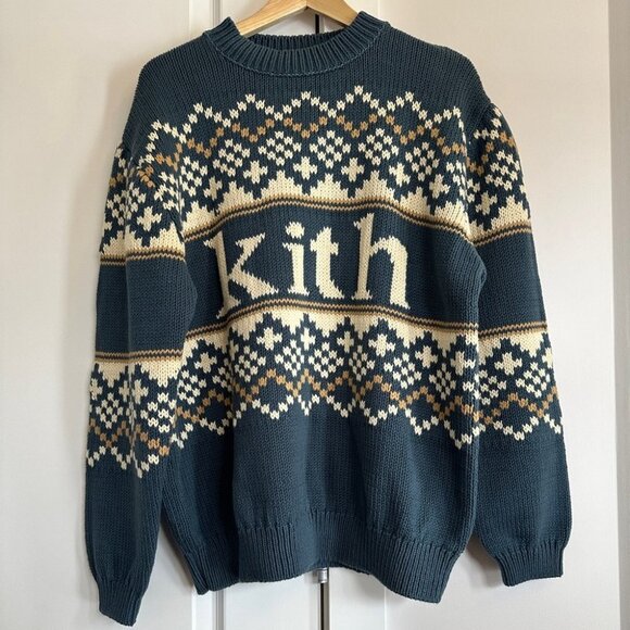 NEW Kith Kithmas Fairisle Holiday Sweater in Frond Green | size M - Picture 2 of 5
